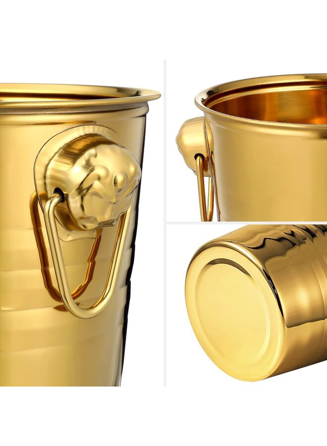 يُسلِّم دلاء ثلج، دلاء ثلج معدنية، دلو ثلج من الفولاذ المقاوم للصدأ، دلو تبريد، حاوية زجاجات الشمبانيا والنبيذ للمنزل والحفلات - 3 لتر (اللون: ذهبي) - Image 5